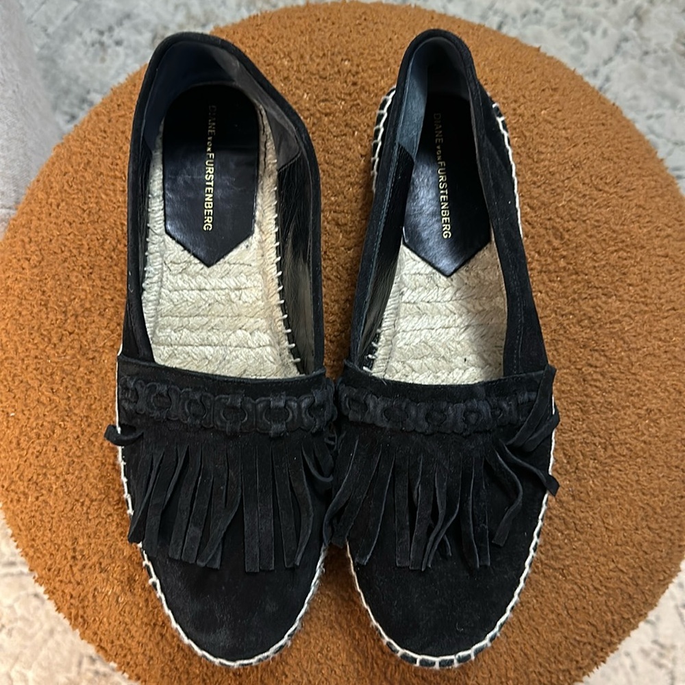 Diane vonFurstenberg black suade espadrille size 8